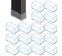 sourcing map 16Pcs Chair Leg Floor Protectors, 1.6 x 0.8 Inch Clear Chair Leg Caps, Rectangular Transparent Furniture Foot Covers Non-Slip Anti-Scratch for Floor, Hardwood, Tile Protection