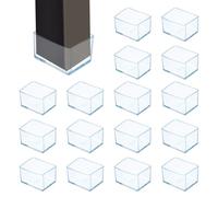 sourcing map 16Pcs Chair Leg Floor Protectors, 1.6 x 1.2 Inch Clear Chair Leg Caps, Rectangular Transparent Furniture Foot Covers Non-Slip Anti-Scratch for Floor, Hardwood, Tile Protection