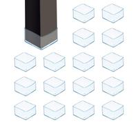 sourcing map 16Pcs Chair Leg Floor Protectors, 1.6 x 1.6 Inch Clear Chair Leg Caps, Square Transparent Furniture Foot Covers Non-Slip Anti-Scratch for Floor, Hardwood, Tile Protection