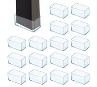sourcing map 16Pcs Chair Leg Floor Protectors, 2.4 x 1.2 Inch Clear Chair Leg Caps, Rectangular Transparent Furniture Foot Covers Non-Slip Anti-Scratch for Floor, Hardwood, Tile Protection