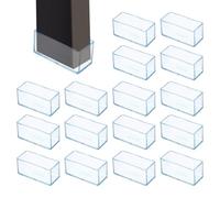 sourcing map 16Pcs Chair Leg Floor Protectors, 2.4 x 1 Inch Clear Chair Leg Caps, Rectangular Transparent Furniture Foot Covers Non-Slip Anti-Scratch for Floor, Hardwood, Tile Protection