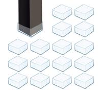 sourcing map 16Pcs Chair Leg Floor Protectors, 2.4 x 2.4 Inch Clear Chair Leg Caps, Square Transparent Furniture Foot Covers Non-Slip Anti-Scratch for Floor, Hardwood, Tile Protection