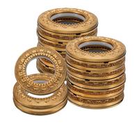 sourcing map 16pcs Curtain Grommets, 1-5/7"(42 mm) ID Pattern Window Curtain Panels Eyelet Rings Low-Noise Sliding Roman Curtain Hardware Clip Rings for Home Curtain Rod, Sand Gold