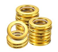 sourcing map 16pcs Curtain Grommets, 1-5/7"(42 mm) ID Window Curtain Panels Eyelet Rings Low-Noise Sliding Roman Curtain Hardware Clip Rings for Window Bathroom Bedroom Curtain Rod, Bright Gold
