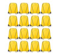 sourcing map 16pcs Drawstring Bags Draw String Backpack Bulk Polyester Sport Draw String Bag Gym Sack Cinch Tote String Backpack for Gym Party Sport Trip Swimming Beach, Yellow