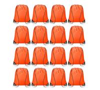 sourcing map 16pcs Drawstring Bags Draw String Backpack Bulk Polyester Sport Draw String Bag Gym Sack Cinch Tote String Backpack for Gym Party Sport Trip Swimming Beach, Orange