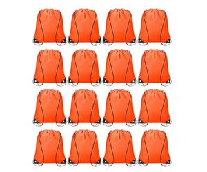 sourcing map 16pcs Drawstring Bags Draw String Backpack Bulk Polyester Sport Draw String Bag Gym Sack Cinch Tote String Backpack for Gym Party Sport Trip Swimming Beach, Orange