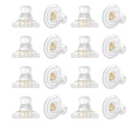 sourcing map 16pcs Earring Backs, Silicone Clear Earring Backs Replacements Making Kit Locking Secure Earrings Back for Studs Droopy Earrings for Women Men, Golden