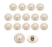 sourcing map 16Pcs Flower Shape Faux Pearl Buttons, 18mm / 0.71" Fashion Vintage Button Round Sew on Embellishments for Clothing Sweater Coats Suits Dress Knitting Decoration, Gold