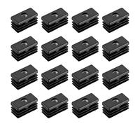 sourcing map 16Pcs Inserts for Rectangle Tubes with M6 Thread, for 1.18"x0.59" OD Rectangle Tube, Rectangle Black Plastic Plug Caster Insert Chair End Caps Furniture Leg Plug