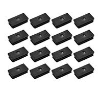 sourcing map 16Pcs Inserts for Rectangle Tubes with M8 Thread, for 1.57"x0.79" OD Rectangle Tube, Rectangle Black Plastic Plug Caster Insert Chair End Caps Furniture Leg Plug