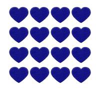 sourcing map 16Pcs Iron on Heart Patches, Sew on Small Heart Embroidered Patches, Decorative Repair Patch Applique for DIY Crafts Backpacks Bags Hats Clothes, 40mm Dark Blue