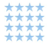 sourcing map 16Pcs Iron on Star Patches, Sew on Star Embroidered Patches, Decorative Repair Patch Applique for DIY Crafts Backpacks Bags Hats Clothes, 29mm Sea Blue