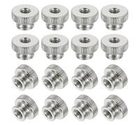 sourcing map 16Pcs Knurled Thumb Nuts, M4x8mm Carbon Steel Nut Iron Round Knobs Fasteners High Head Through Hole Hand Screw Nut for 3D Printer Part, Silver
