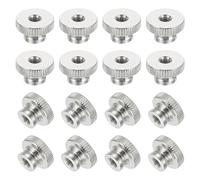 sourcing map 16Pcs Knurled Thumb Nuts, M6x12mm Carbon Steel Nut Iron Round Knobs Fasteners High Head Through Hole Hand Screw Nut for 3D Printer Part, Silver