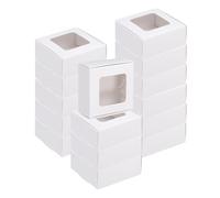 sourcing map 16Pcs Kraft Soap Boxes, 2.6" x 2.6" x 1.2" Mini Kraft Treat Box with Clear Window for Candy Cookie Gift Party Favor Treats Packaging (White)
