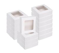 sourcing map 16Pcs Kraft Soap Boxes, 4.1" x 4.1" x 1.2" Mini Kraft Treat Box with Clear Window for Candy Cookie Gift Party Favor Treats Packaging (White)