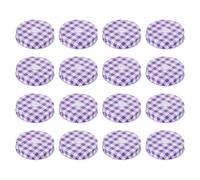 sourcing map 16pcs Mason Jar Lids 70mm Tinplate Regular Mouth Reusable Mason Canning Covers with Straw Hole for Storage Bottle Water Bottle and Jars, Purple Gingham