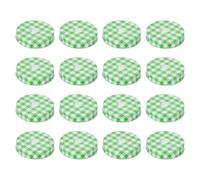 sourcing map 16pcs Mason Jar Lids 70mm Tinplate Regular Mouth Reusable Mason Canning Covers with Straw Hole for Storage Bottle Water Bottle and Jars, Green Gingham