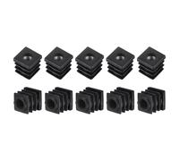 sourcing map 16Pcs Plastic Threaded Tube Inserts with M6 Thread, for 0.62"x0.62" OD Square Tube, Adjustable Square Black Plastic Plug Caster Insert Chair End Caps Furniture Leg Plug