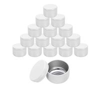 sourcing map 16pcs Portable Storage Jar, Multipurpose Airtight Container Bottle Mini Smell Proof Metal Round Tins with Lid for Spices Coffee Tea Candy, White