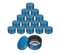 sourcing map 16pcs Portable Storage Jar, Multipurpose Airtight Container Bottle Mini Smell Proof Metal Round Tins with Lid for Spices Coffee Tea Candy, Blue