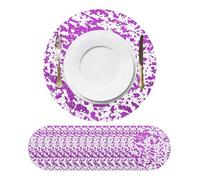 sourcing map 16Pcs Purple Disposable Round Placemats, 33cm/13" Metallic Glitters Foil Thin Mesh Table Mats Pressed Foil Table Doilies Decor for Party Weddings Christmas Thanksgiving