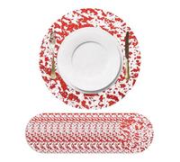 sourcing map 16Pcs Red Disposable Round Placemats, 33cm/13" Metallic Glitters Foil Thin Mesh Table Mats Pressed Foil Table Doilies Decor for Party Weddings Christmas Thanksgiving