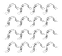 sourcing map 16Pcs Rigid Pipe Strap Fit 1 5/8 Inch (40mm) Tube OD, 2 Holes Stainless Steel Tension Tube Clamp, U Bracket Tube Clip for Pipe or Cable Fixing, Silver