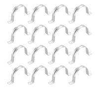 sourcing map 16Pcs Rigid Pipe Strap Fit 2 3/8 Inch (60mm) Tube OD, 2 Holes Stainless Steel Tension Tube Clamp, U Bracket Tube Clip for Pipe or Cable Fixing, Silver