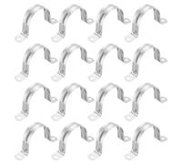 sourcing map 16Pcs Rigid Pipe Strap Fit 2 Inch (50mm) Tube OD, 2 Holes Stainless Steel Tension Tube Clamp, U Bracket Tube Clip for Pipe or Cable Fixing, Silver