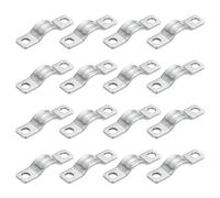 sourcing map 16Pcs Rigid Pipe Strap Fit M6 (1/4") Tube OD, 2 Holes Carbon Steel Tension Tube Clamp, U Bracket Tube Clip for Pipe or Cable Fixing, Silver