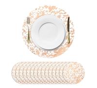 sourcing map 16Pcs Rose Gold Disposable Round Placemats, 33cm/13" Metallic Glitters Foil Thin Mesh Table Mats Pressed Foil Table Doilies Decor for Party Weddings Christmas Thanksgiving