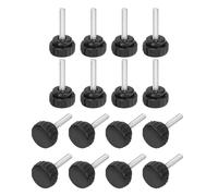 sourcing map 16Pcs Round Knurled Thumb Screws, M6 x 30mm Carbon Steel Zinc Plated Thread Thumbscrew Clamping Knob Screw for Quick Replacement Screws, Black
