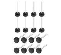 sourcing map 16Pcs Round Knurled Thumb Screws, M6 x 50mm Carbon Steel Zinc Plated Thread Thumbscrew Clamping Knob Screw for Quick Replacement Screws, Black