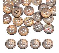 sourcing map 16Pcs Round Natural Shell Buttons,11.5mm 4 Holes Mother of Pearl Craft Seashell Sewing Buttons for Clothes Shirts Dresses Sewing DIY Craft Making,Brown