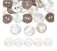 sourcing map 16Pcs Round Natural Shell Buttons,15mm 2 Holes Mother of Pearl Craft Seashell Sewing Buttons for Clothes Shirts Dresses Sewing DIY Craft Making,Beige