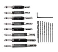 sourcing map 16pcs Self Centering Drill Bit Set 5/64" - 1/4" Door Hinge Drill Bit High Speed Steel Hex Shank Spring Loaded Woodworking Bits with Hex Key and Extra Replacement Drill Bits
