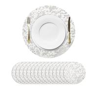sourcing map 16Pcs Silver Tone Disposable Round Placemats, 33cm/13" Metallic Glitters Foil Thin Mesh Table Mats Pressed Foil Table Doilies Decor for Party Weddings Christmas Thanksgiving