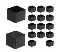sourcing map 16pcs Square Chair Leg Caps PVC Chair Leg Floor Protectors Non-Slip Chair Feet Covers for Hardwood Floors Furniture Protectors, Black, 25 x 25mm