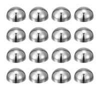 sourcing map 16pcs Stainless Steel Gazing Sphere, 2.5Inch 63mm Hollow Mirror Polished Hemisphere Wall Decor Semi Ball Reflective Outdoor Ornament for Garden Gate Stair Handrails, Silver