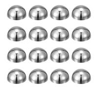 sourcing map 16pcs Stainless Steel Gazing Sphere, 3.9Inch 100mm Hollow Mirror Polished Hemisphere Wall Decor Semi Ball Reflective Outdoor Ornament for Garden Gate Stair Handrails, Silver