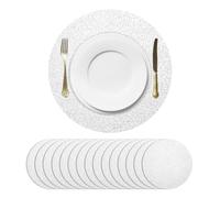 sourcing map 16Pcs Star Silver Disposable Round Placemats, 33cm/13" Metallic Glitters Foil Thin Mesh Table Mats Pressed Foil Table Doilies Decor for Party Weddings Christmas Thanksgiving