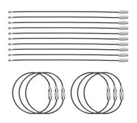 sourcing map 16pcs Wire Keychain Cable 6" Plastic Coated 1.5mm Stainless Steel Key Ring Cable Loop Rings for Hanging Luggage Tags Key ID Tags, Black