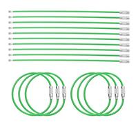 sourcing map 16pcs Wire Keychain Cable 6" Plastic Coated 1.5mm Stainless Steel Key Ring Cable Loop Rings for Hanging Luggage Tags Key ID Tags, Green