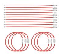 sourcing map 16pcs Wire Keychain Cable 6" Plastic Coated 1.5mm Stainless Steel Key Ring Cable Loop Rings for Hanging Luggage Tags Key ID Tags, Red