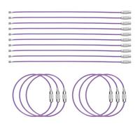 sourcing map 16pcs Wire Keychain Cable 6" Plastic Coated 2mm Stainless Steel Key Ring Cable Loop Rings for Hanging Luggage Tags Key ID Tags, Purple