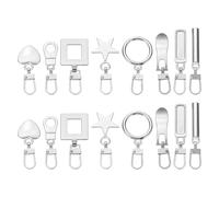 sourcing map 16pcs Zipper Pull, 1.77 Inch Leather Zip Puller 8 Type Zipper Replacement Repair Zipper Head Handle for Luggage Clothing Jackets Backpacks Boots, Silver