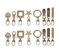 sourcing map 16pcs Zipper Pull, 1.77 Inch Leather Zip Puller 8 Type Zipper Replacement Repair Zipper Head Handle for Luggage Clothing Jackets Backpacks Boots, Bronze