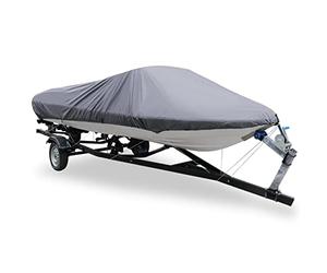 sourcing map 17-19ft 210D Trailerable Boat Cover Fishing Speedboat V-shape Gray